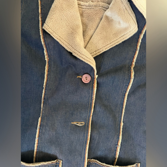 Vintage Hot Sauce denim and Sherpa lined duster coat. Size S - Picture 5 of 6